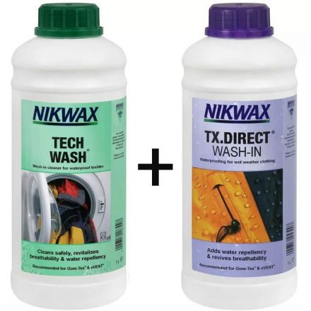 Nikwax Tech Wash® mosószer + TX. Direct Wash® impregnálószer duopack 2x1000 ml