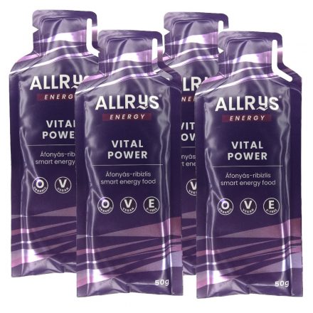 Allrys Vital Power áfonyás-ribizlis gluténmentes energiazselé négyes csomag 4 x 50 g