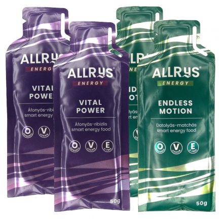 Allrys Vital Power áfonyás-ribizlis gluténmentes energiazselé négyes csomag 4 x 50 g