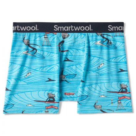 Smartwool, M's Merino 150 Boxer Brief férfi alsó Iceberg Blue Bearded Guy Print S